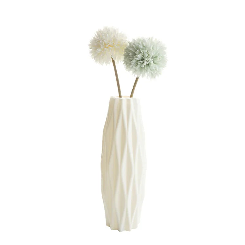 White Plastic Ceramic-Style Vase