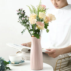 White Plastic Ceramic-Style Vase