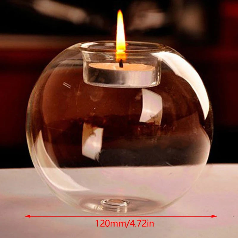 Clear Glass Round Candle Holder