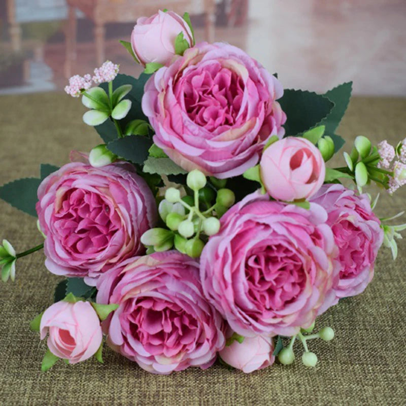 9-Head Artificial Peony Bouquet