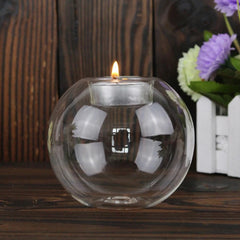 Clear Glass Round Candle Holder