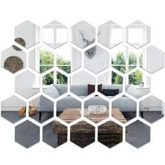 3D Hexagon Silver Mirror Stickers