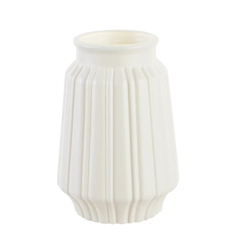 White Plastic Ceramic-Style Vase