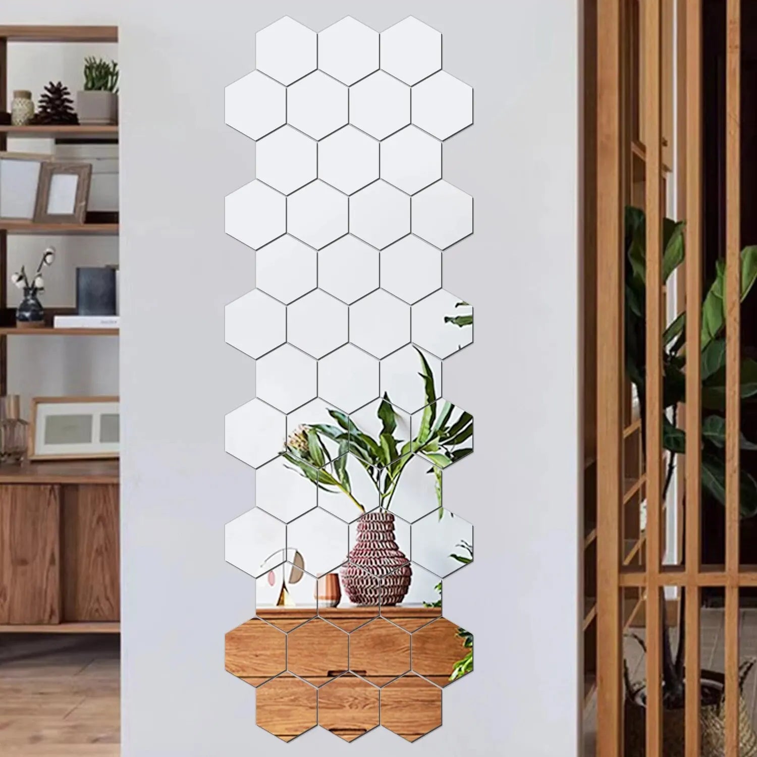 3D Hexagon Mirror Wall Stickers