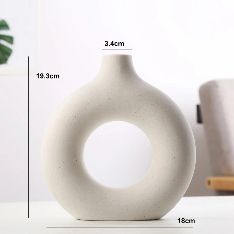 Nordic Hollow Ceramic Donut Vase