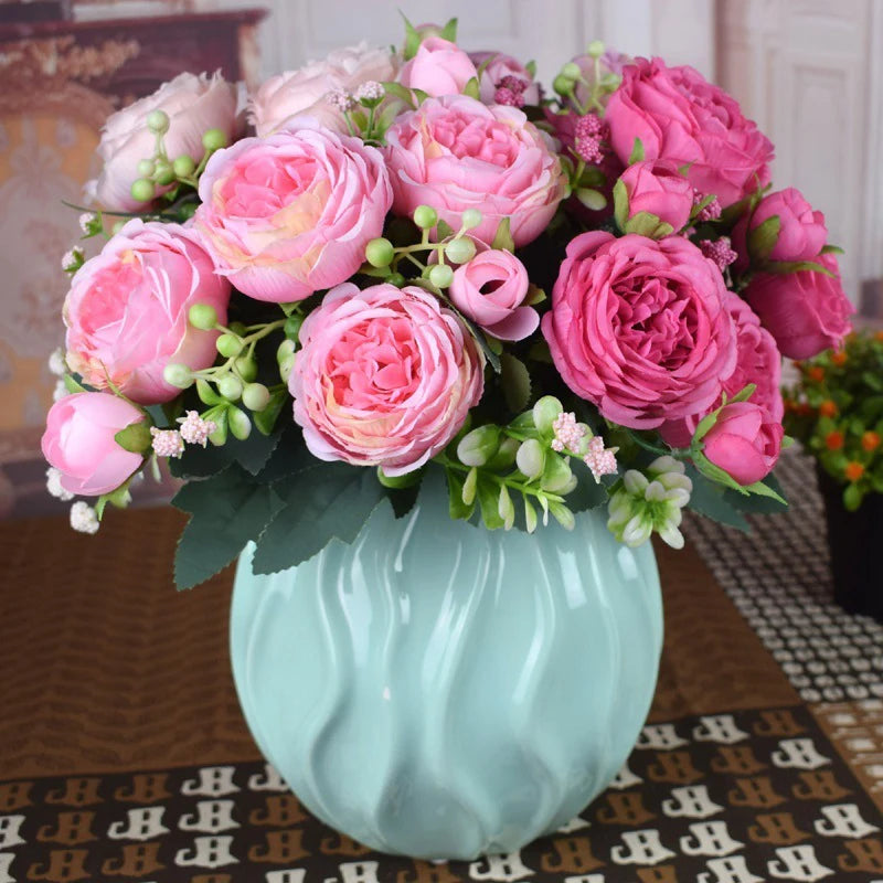 9-Head Artificial Peony Bouquet