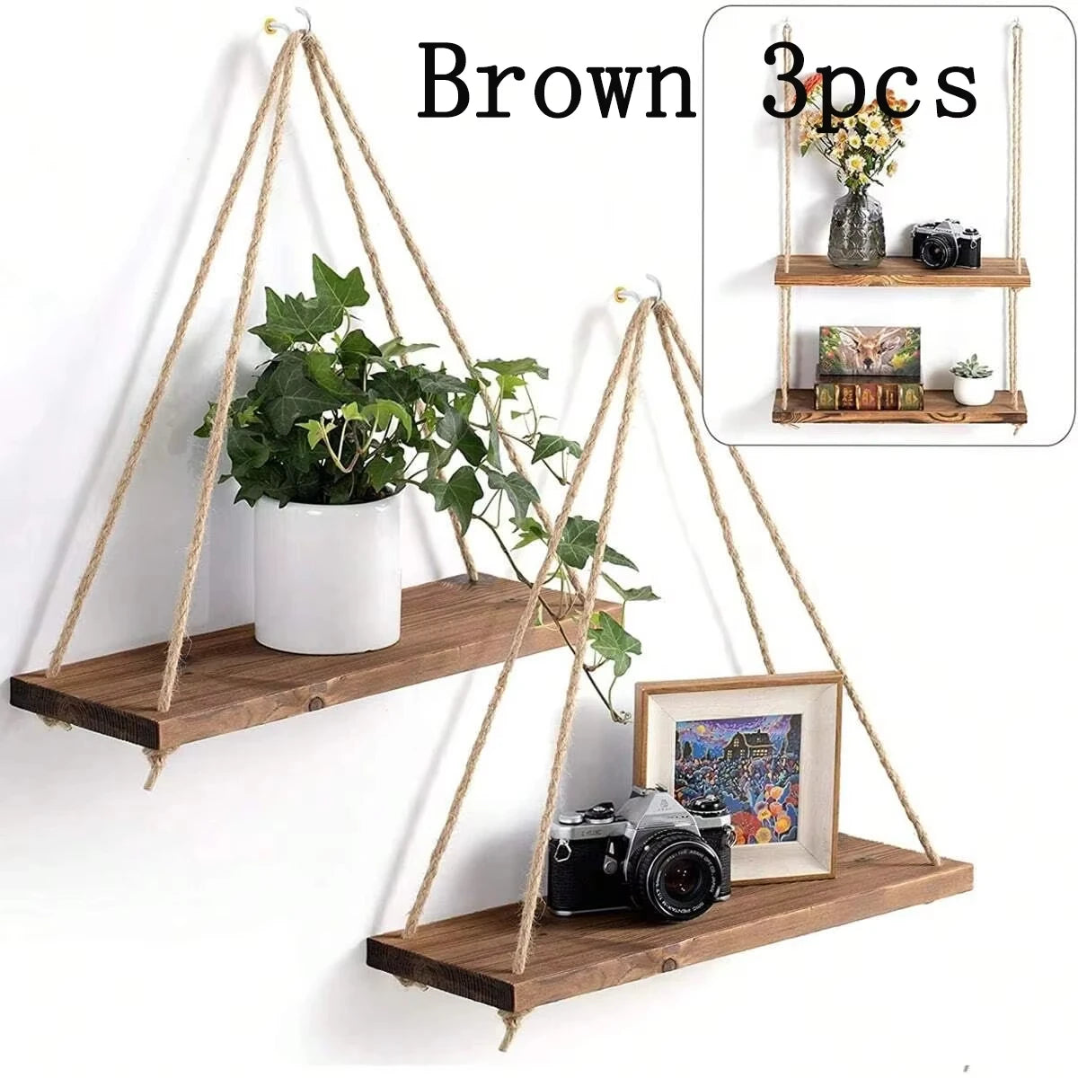 Wooden Hanging Swing Shelf