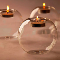 Clear Glass Round Candle Holder