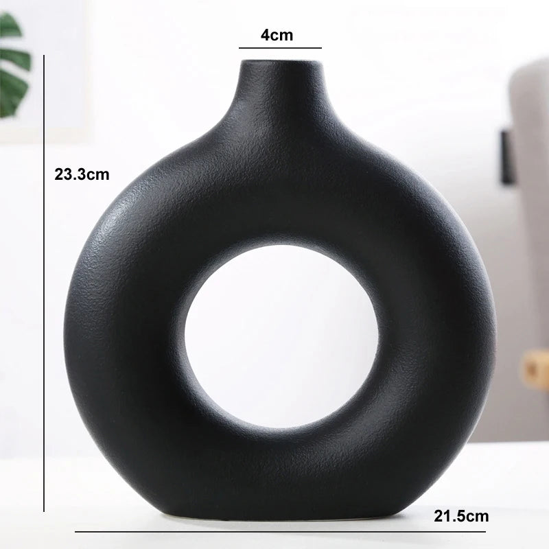 Nordic Hollow Ceramic Donut Vase