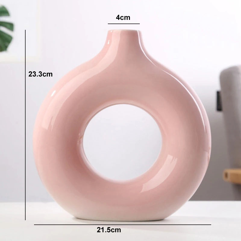 Nordic Hollow Ceramic Donut Vase