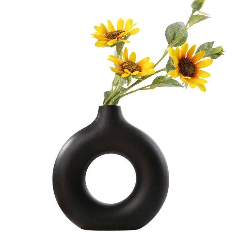 Nordic Hollow Ceramic Donut Vase