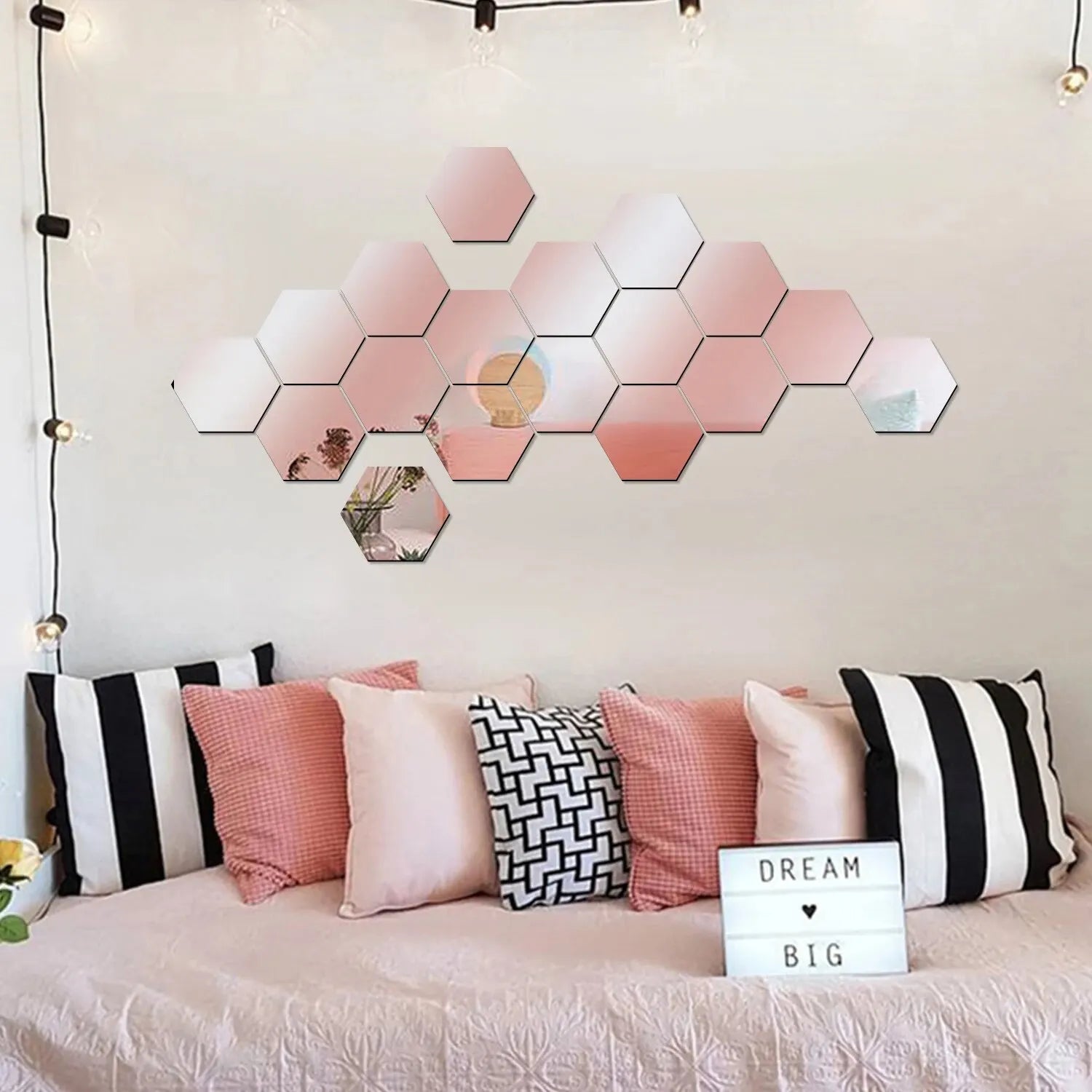 3D Hexagon Mirror Wall Stickers