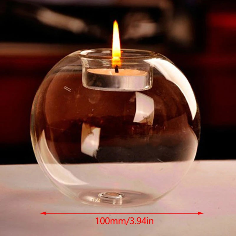 Clear Glass Round Candle Holder