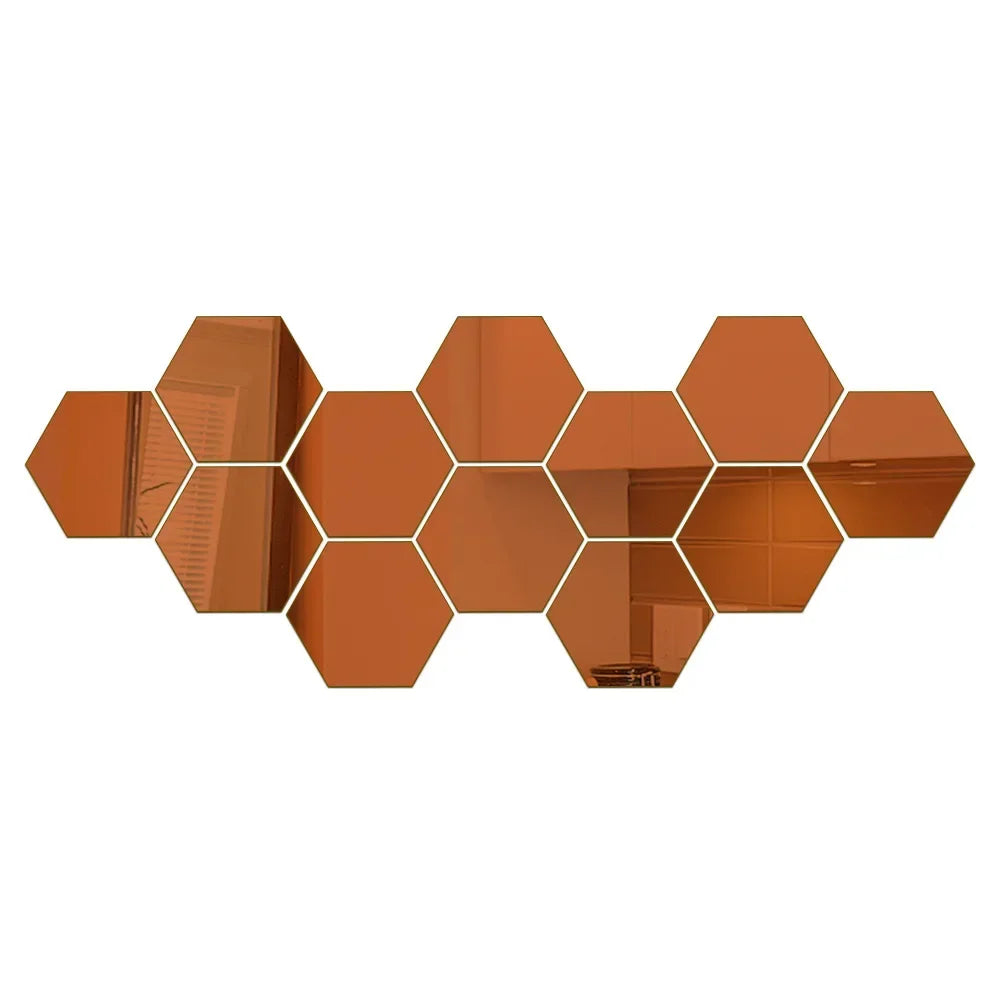 3D Hexagon Silver Mirror Stickers