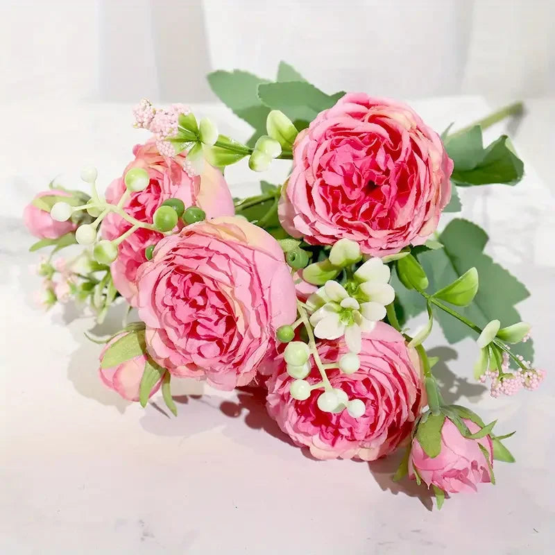 Rose Pink Artificial Peony Bouquet