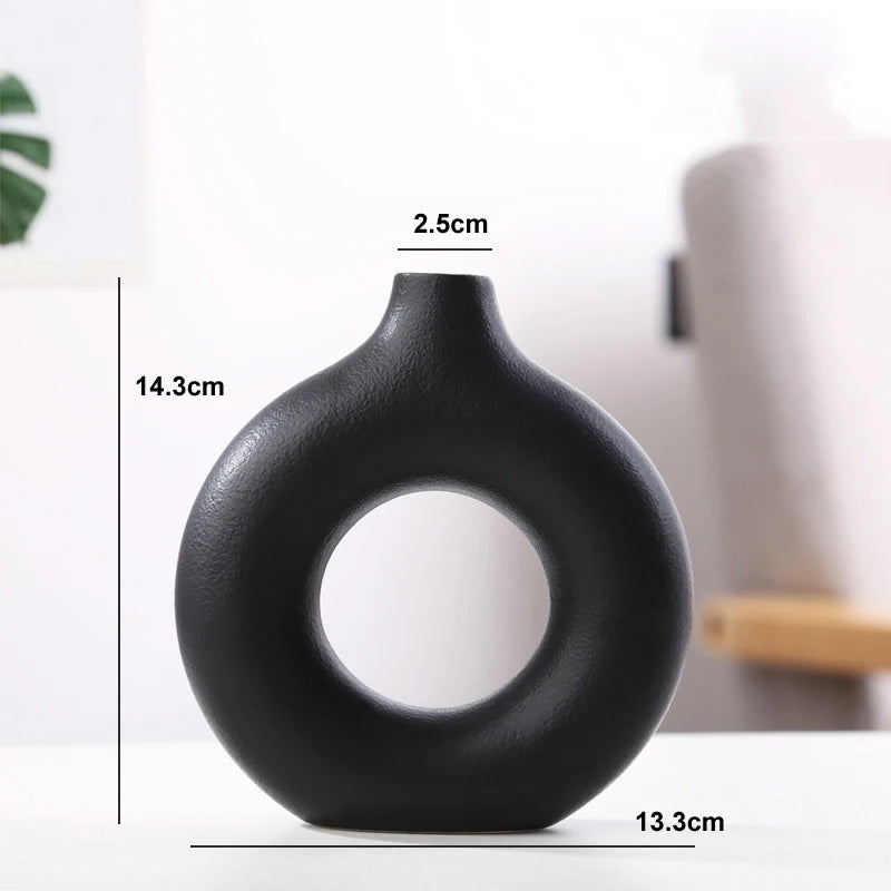 Nordic Hollow Ceramic Donut Vase