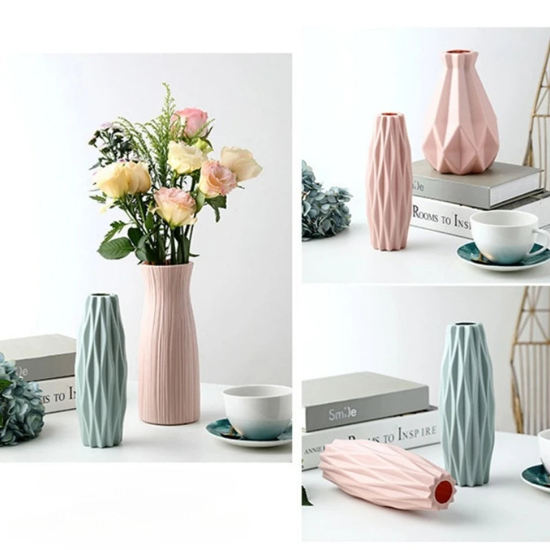 Diamond-Cut Plastic Vase Decor