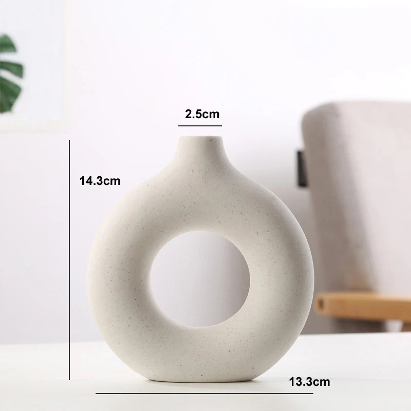 Nordic Hollow Ceramic Donut Vase