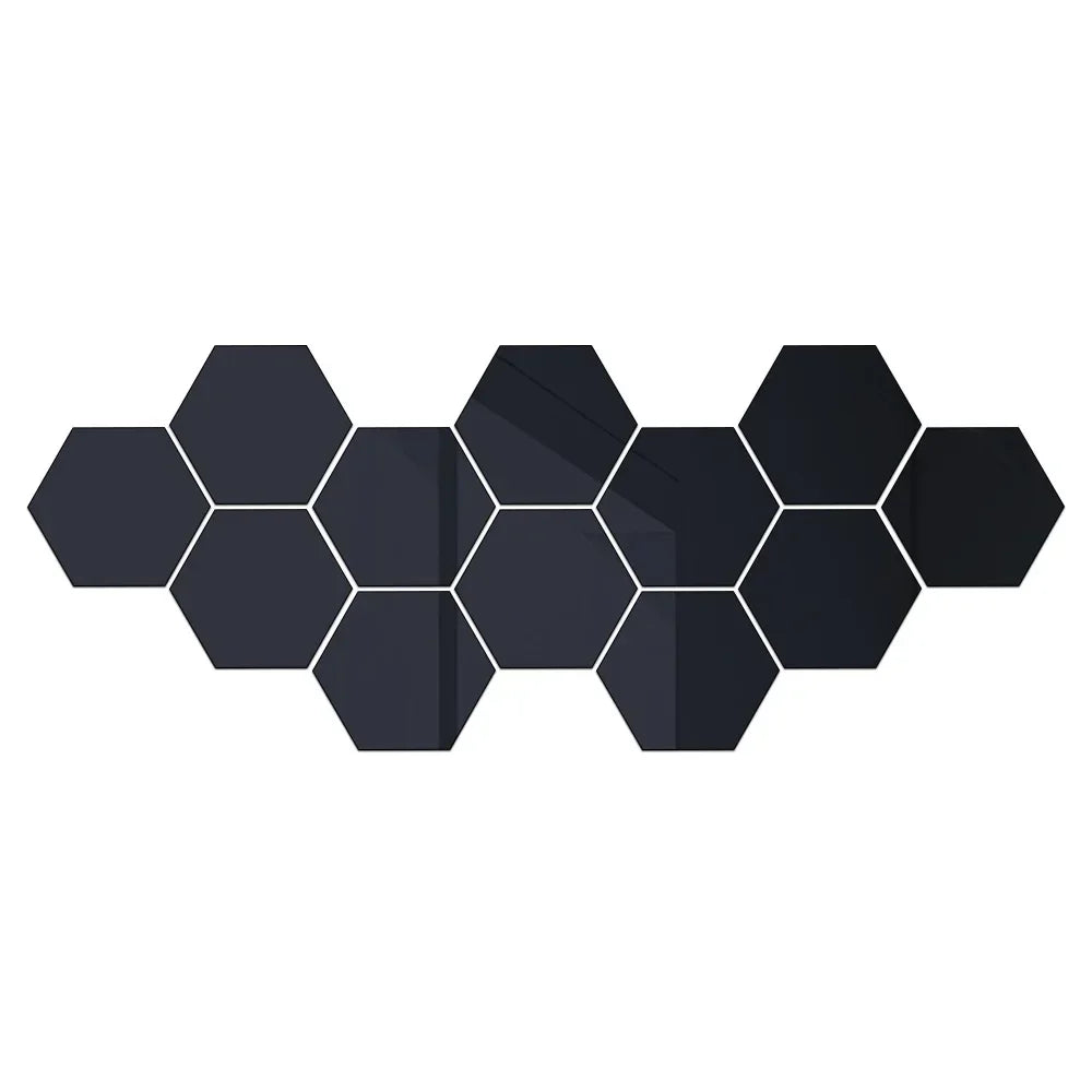 3D Hexagon Silver Mirror Stickers