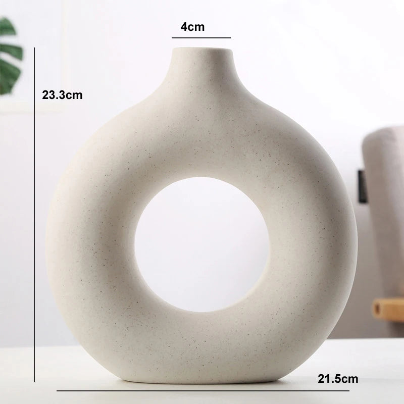 Nordic Hollow Ceramic Donut Vase