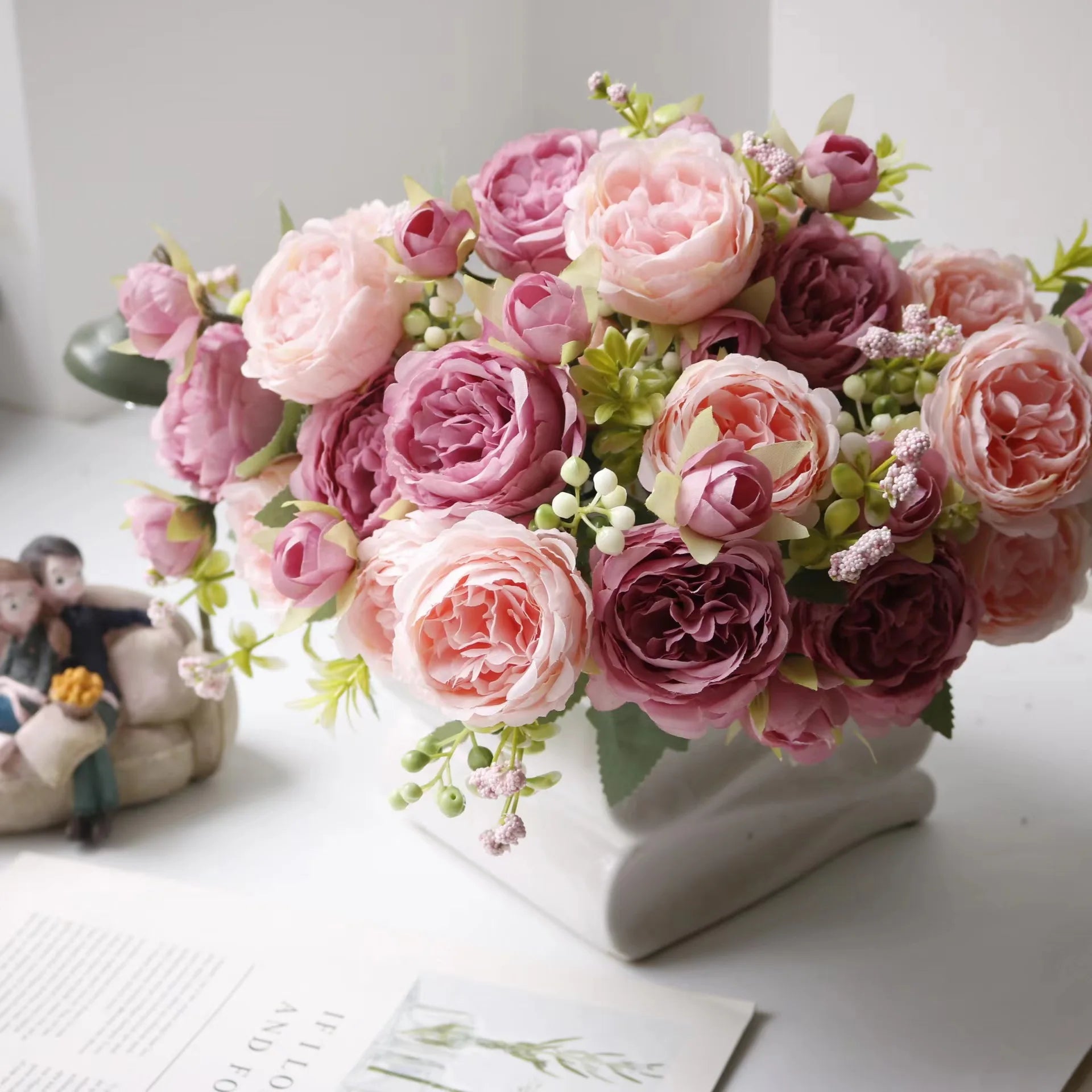 Rose Pink Artificial Peony Bouquet