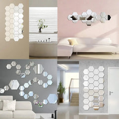 3D Hexagon Acrylic Mirror Stickers