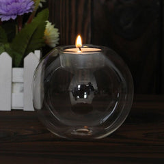 Clear Glass Round Candle Holder