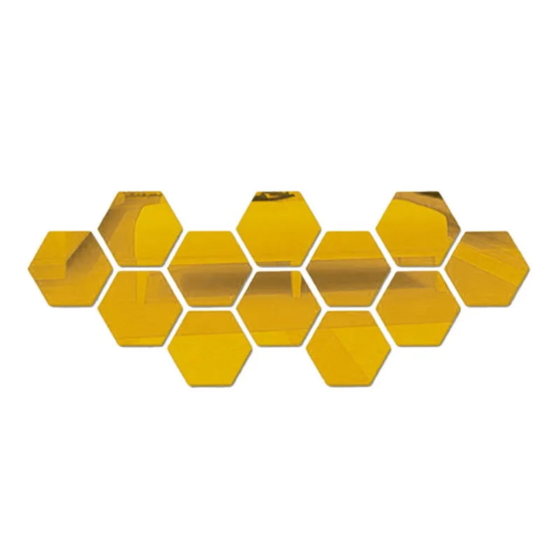 3D Hexagon Acrylic Mirror Stickers