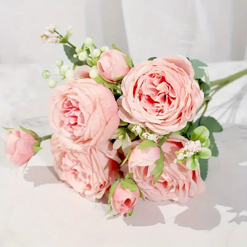 Rose Pink Artificial Peony Bouquet