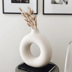 Nordic Hollow Ceramic Donut Vase