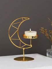 Moon-Shaped Metal Candle Holder