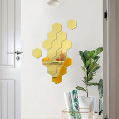 3D Hexagon Mirror Wall Stickers