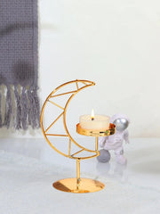 Moon-Shaped Metal Candle Holder