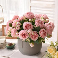 Rose Pink Artificial Peony Bouquet