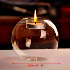 Clear Glass Round Candle Holder