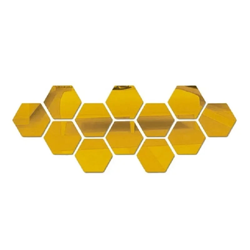 3D Hexagon Silver Mirror Stickers